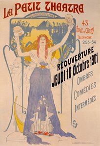 Poster che pubblicizza la riapertura il 10 ottobre del Petit Theatre, Boulevard Clichy, Parigi, 1901